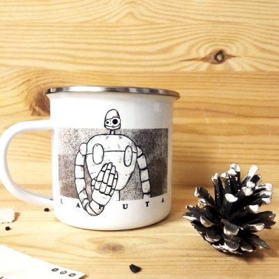 Taza vintage metálica Laputa