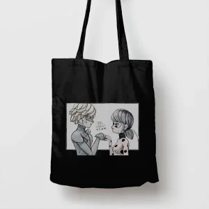 Tote bag negra de Algodón The best team