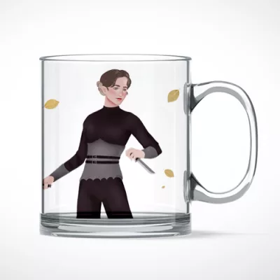 Taza de cristal vuela o muere